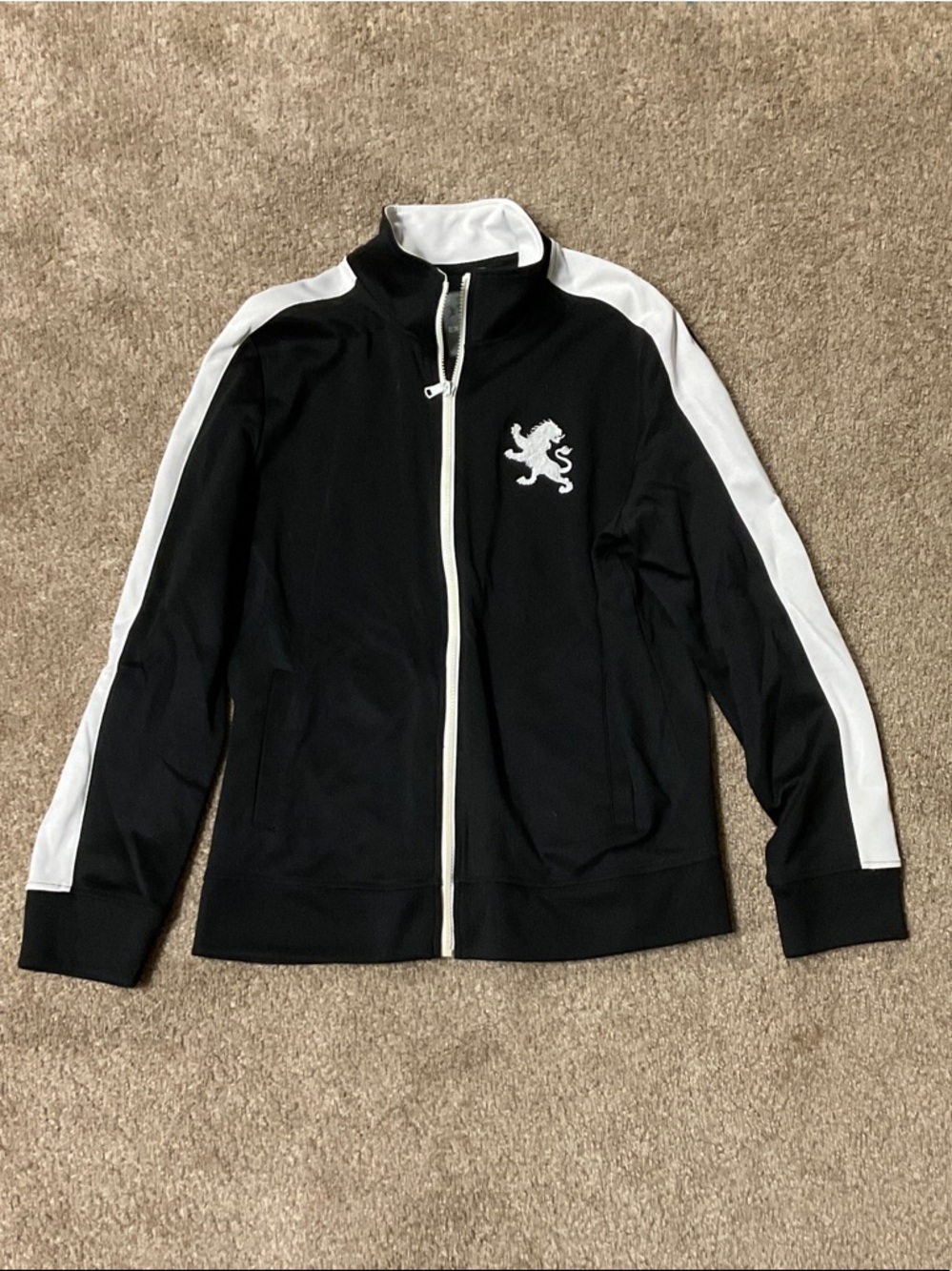 Express Black Jacket with White Embroidered Lion
